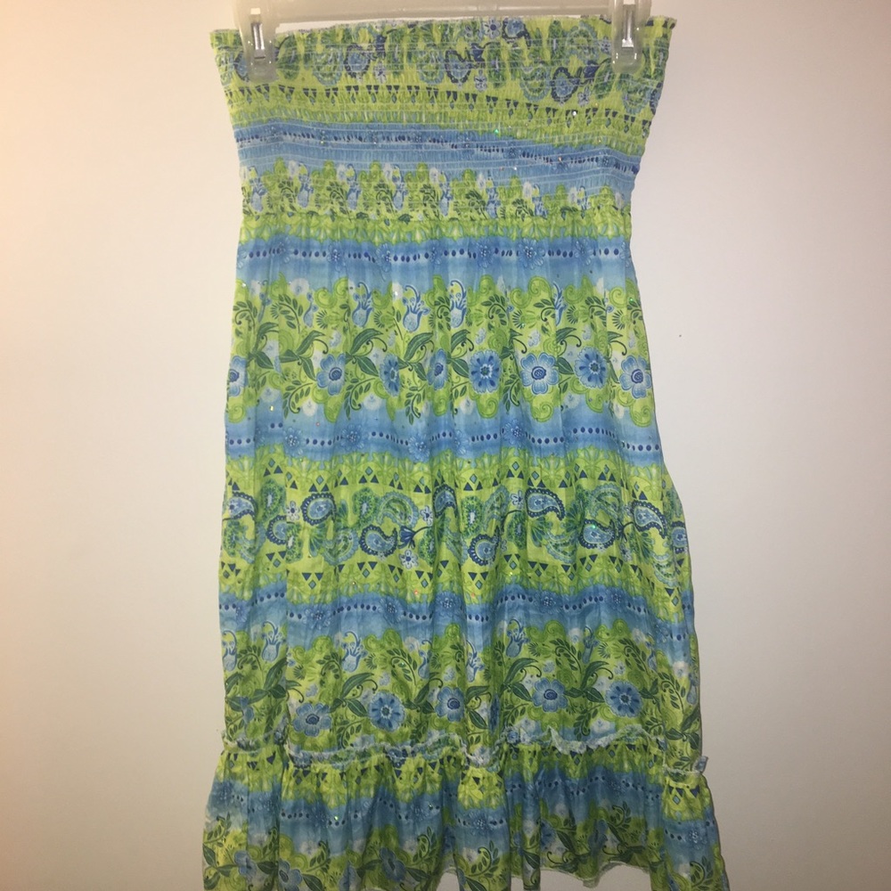 Blue and green sparkly dress